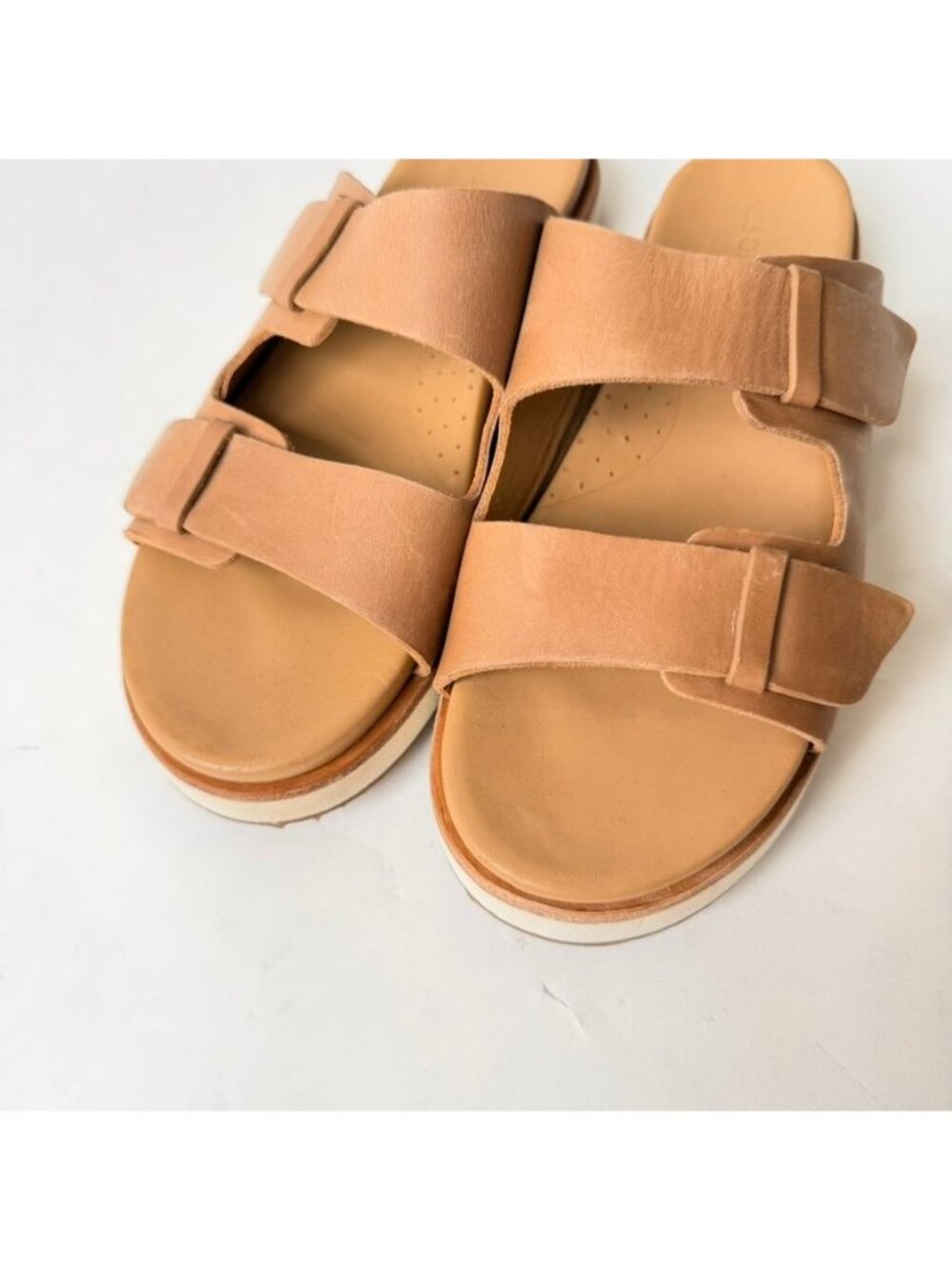 Nisolo Ella Platform Slide Womens Size 6.5 Beige Leather Sandals Comfor - Picture 4 of 12
